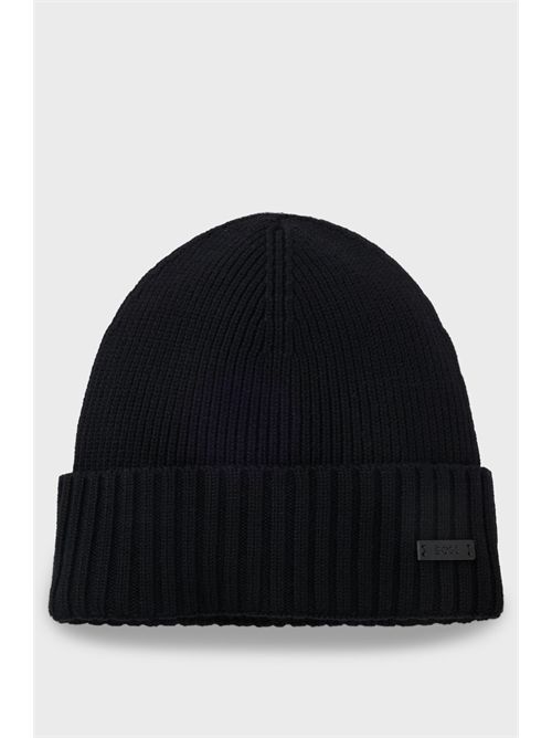 Berretto in lana vergine con targhetta con logo BOSS | FATI/001-50495306